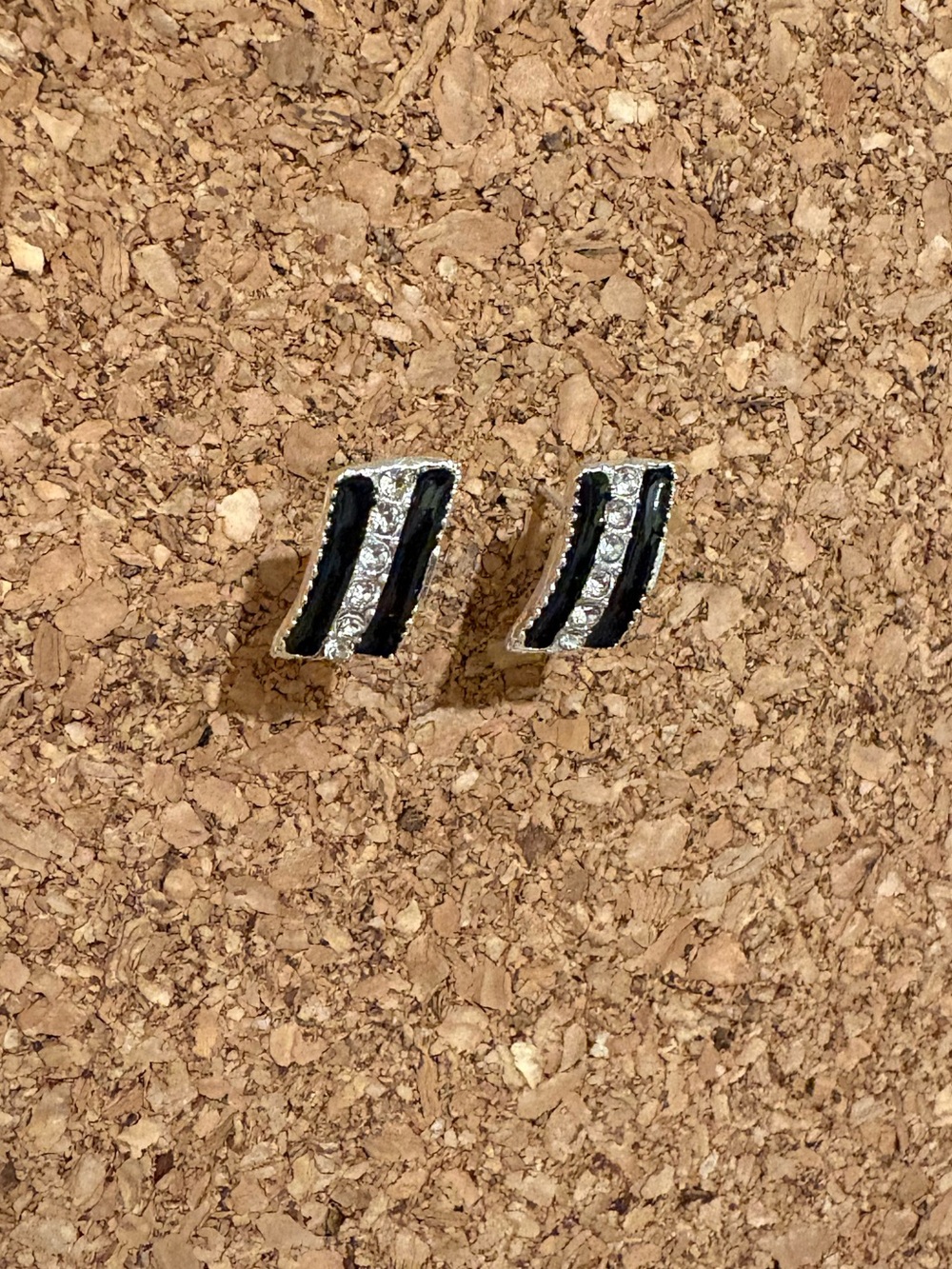 Classic Black and Silver Ribbon Stud Earrings - Women Jewelry